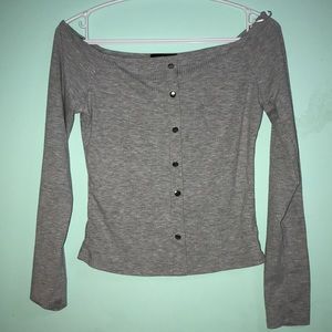 Off the shoulder grey top